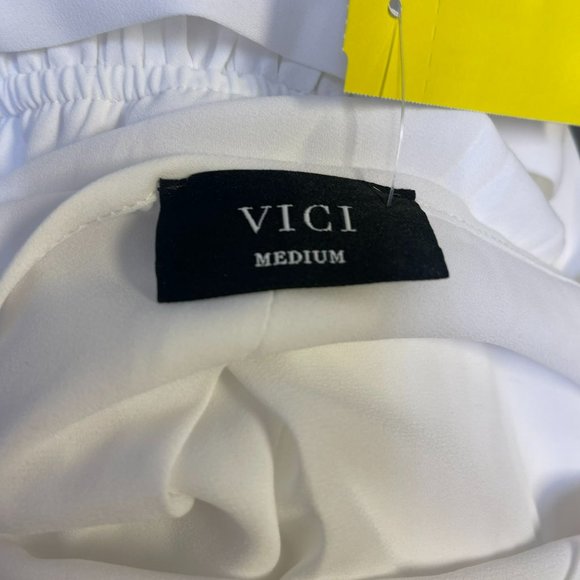 Vici White Chiffon Maxi Dress with Tie Belt Size Medium - Picture 8 of 8